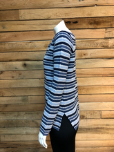 Load image into Gallery viewer, Tri-Colored Horizontal Striped Knit Sweater
