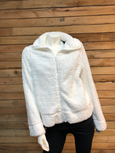 Load image into Gallery viewer, True White Zip Sherpa Jacket
