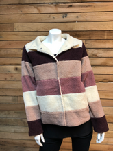 Load image into Gallery viewer, Mauve, Purple, off white Zip Sherpa Jacket
