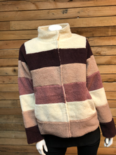 Load image into Gallery viewer, Mauve, Purple, off white Zip Sherpa Jacket
